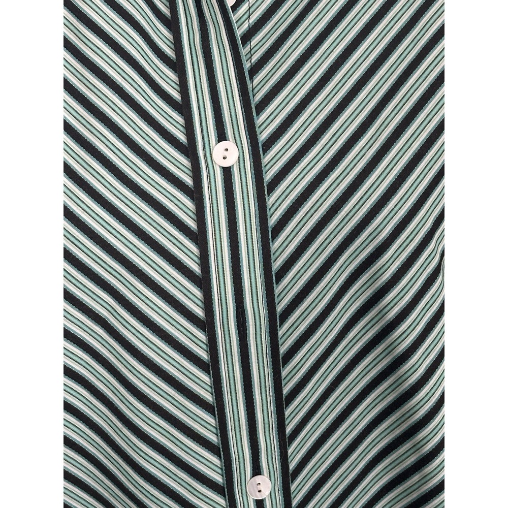 Foxcroft Women's Button Down Striped Longsleeve Blouse Green Black Size‎ (10P) - Picture 4 of 16